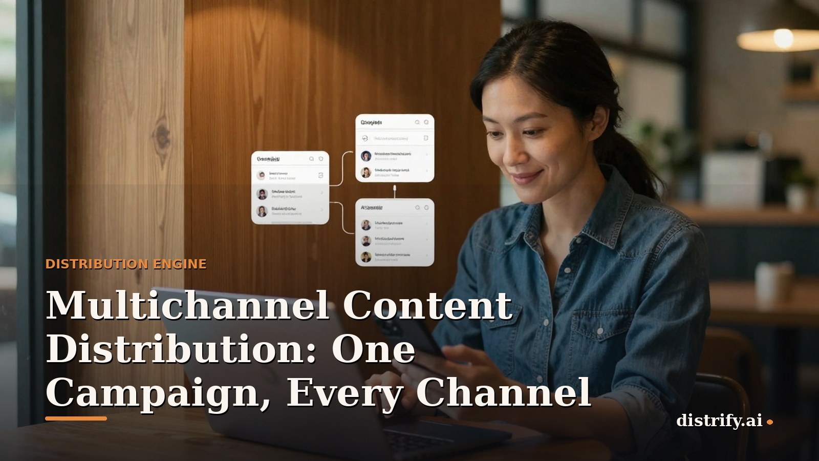 Diagram of a single content campaign branching into search results, social media posts and AI assistant answers
